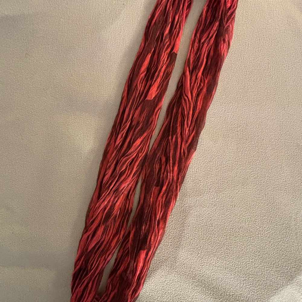 NWOT Elegant Deep Orange/ Black Infinity Scarf